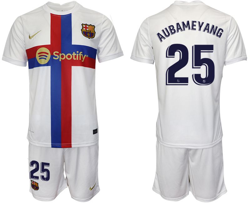 Men 2022-2023 Club Barcelona white away #25 Soccer Jersey->barcelona jersey->Soccer Club Jersey